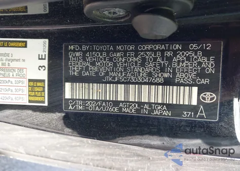 2013 Scion Tc from USA, damaged, VIN JTKJF5C73D3047688
